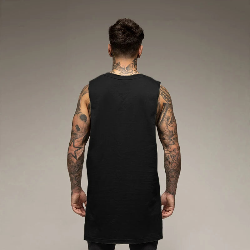 Débardeur Long Homme Coton – Style Hip Hop & Gym | Sans Manches Casual & Fitness | Streetwear Été Tendance