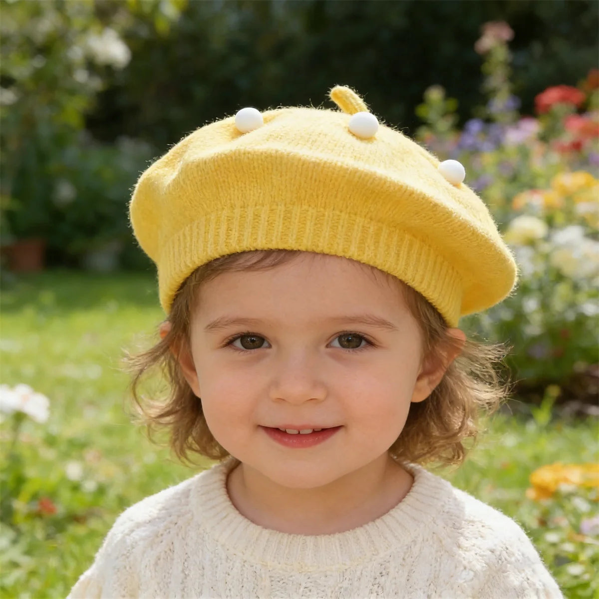 Béret Tricoté Enfant Couleur Unie – Bonnet Peintre Chaud Automne Hiver Fille Garçon Tendance