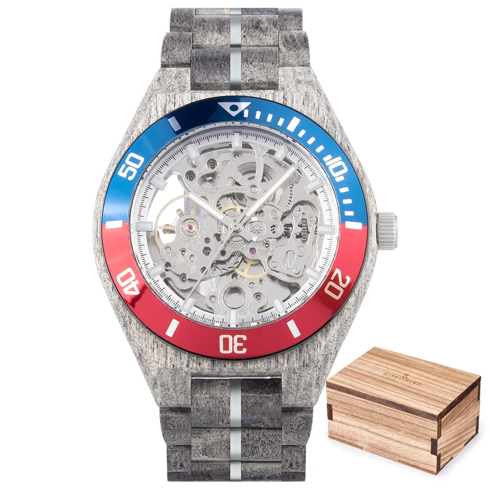 Montre Homme BOBO BIRD Bois Mécanique Luxe – Grand Cadran Top Brand Naturel Unique