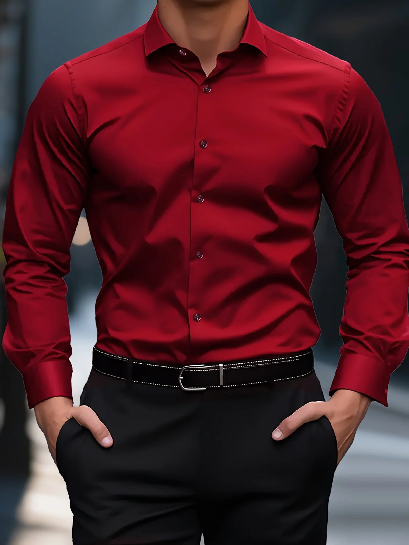 Chemise Homme Manches Longues Tissu Élastique Couleur Unie Multi-Couleurs Qualité Premium Basique Intemporelle Confortable Élégante Polyvalente – Chemise Premium Manches Longues Élastique Couleur Unie Multi-Couleurs | Mode Homme Chemise Premium