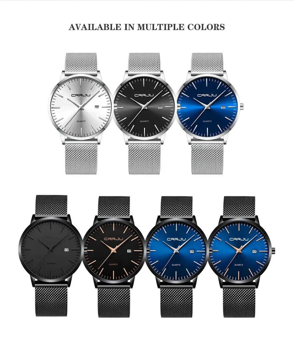 Montre Homme Acier 40mm Ultra-Slim 7mm Maille Métallique – Automatique Minimaliste Classique