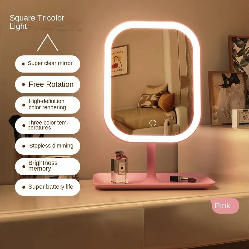 Miroir Maquillage LED 3 Couleurs – Tactile Dimmable 270° | Portable Voyage & Coiffeuse