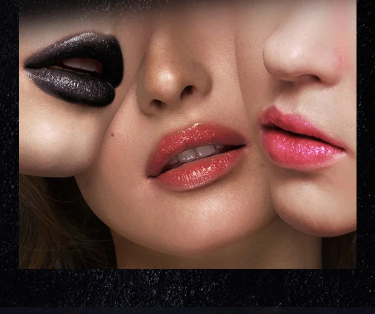 Rouge à Lèvres Glitter 7 Couleurs – Diamond Pearlescent Métallique Waterproof | Lipgloss Noir Femme