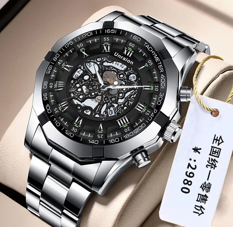Montre Homme Automatique Calendrier Lumineux Chiffres Romains – Business Étanche Élégante