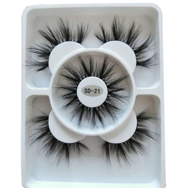 Faux Cils 3D Mink Naturels 2025 – Lot 3 Paires Longues | Extensions Cils Beauté