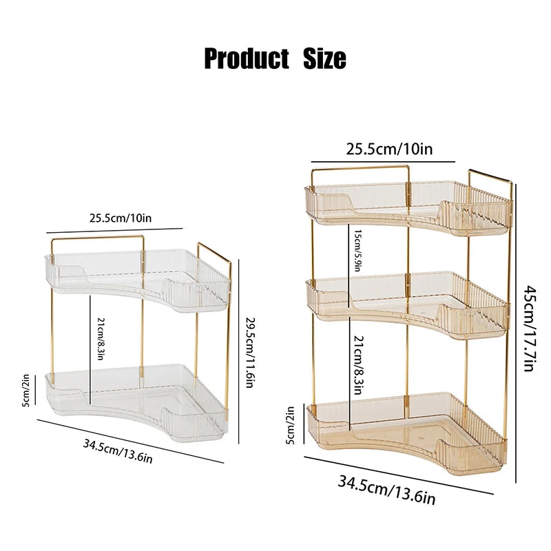 Étagère d’Angle Organisateur Salle de Bain – Rangement Maquillage, Skincare & Cuisine | Support Cosmétiques Bureau
