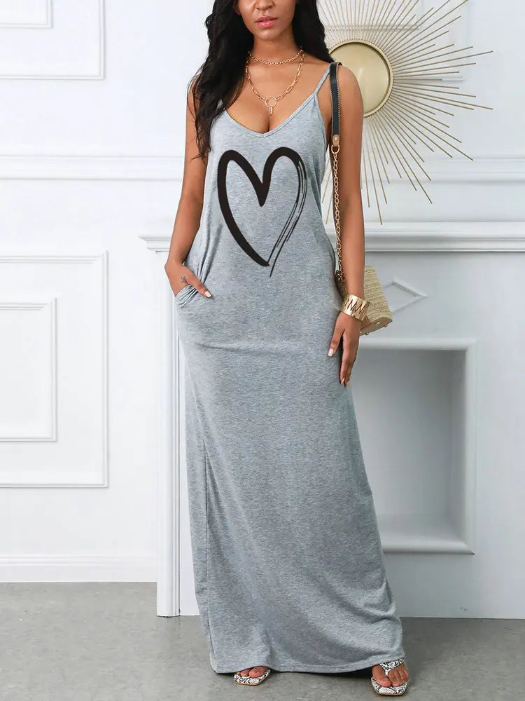 Robe Mini Femme Été Imprimée Bretelles Sexy – Style T-Shirt avec Poche Casual Ample | Été