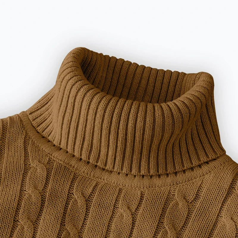 Pull Homme Col Roulé Haut Tricoté Couleur Unie Chaud Casual Laine Pullover Outdoor Hiver Confortable Tendance – Sweater Col Montant Premium Toutes Saisons | Mode Homme Hiver Premium