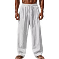 Pantalon Homme Lin Coton Casual Straight Leg Confortable – Cordon Taille Élastique Grande Taille S-4XL | Mode Homme Décontracté