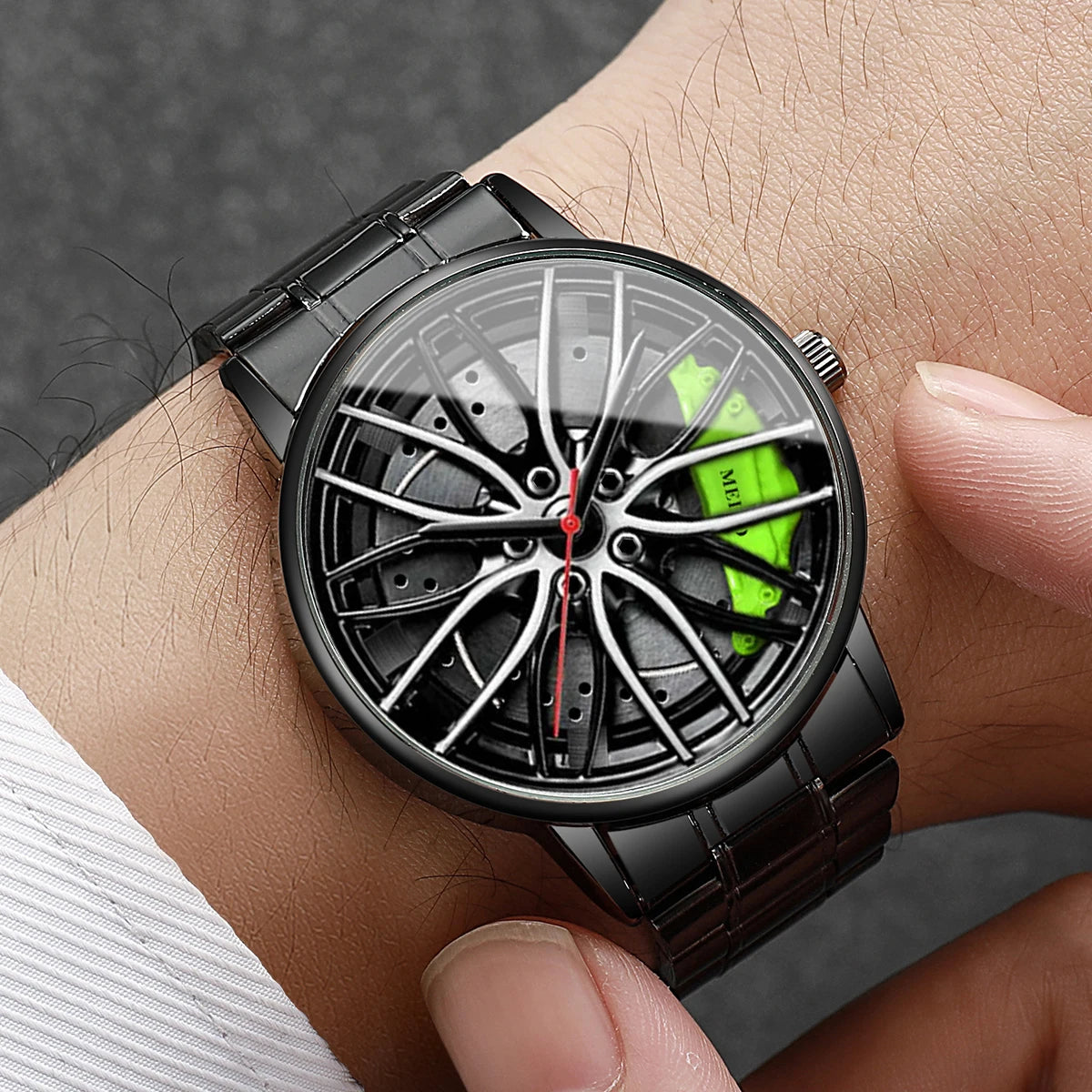 Montre Homme Sport Roue 3D Auto – Bracelet Acier Inoxydable Business Fashion