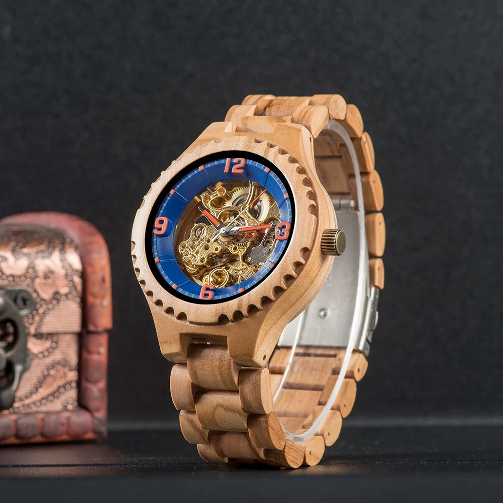 Montre Homme BOBO BIRD Bois Mécanique Luxe – Grand Cadran Top Brand Naturel Unique