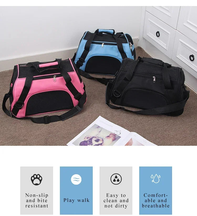 Sac Transport Chat & Chien Portable Mesh Respirant Pliable – Sac à Main Voyage Petite Race | Transport Animaux de Compagnie