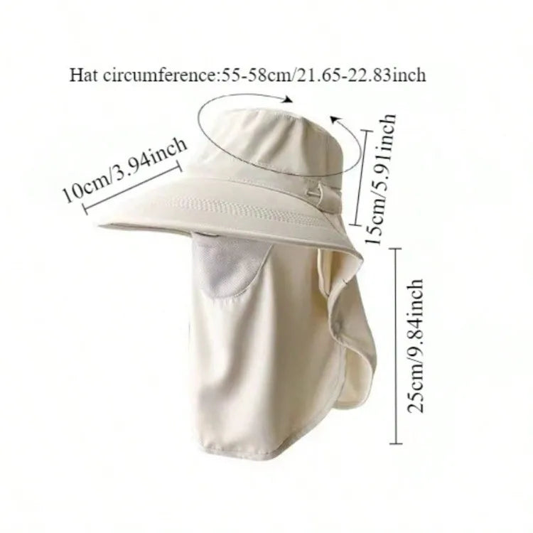 Chapeau Anti-UV Été – Protection Visage & Cou | Large Bord Respirant | Cache-Visage Solaire | Outdoor, Randonnée & Plage