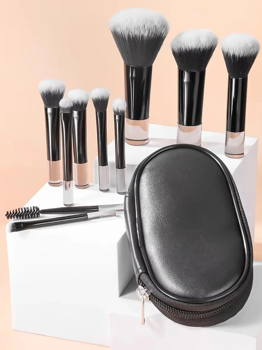Kit 10 Pinceaux Maquillage Mini avec Pochette – Multifonction Maison & Voyage