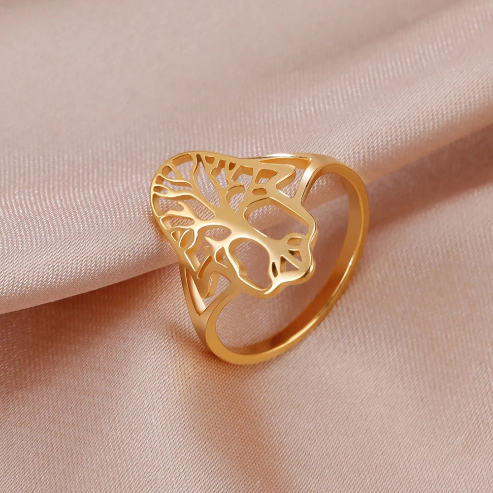 Bague Arbre de Vie Acier Inoxydable Argenté – Symbole Nature & Spiritualité | Bijou Unisexe Couple & Mariage | Cadeau Intemporel