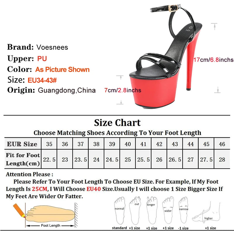 Escarpins Catwalk 17CM Stiletto Ankle Strap Femme 2025 – Nightclub Semelle Épaisse Été