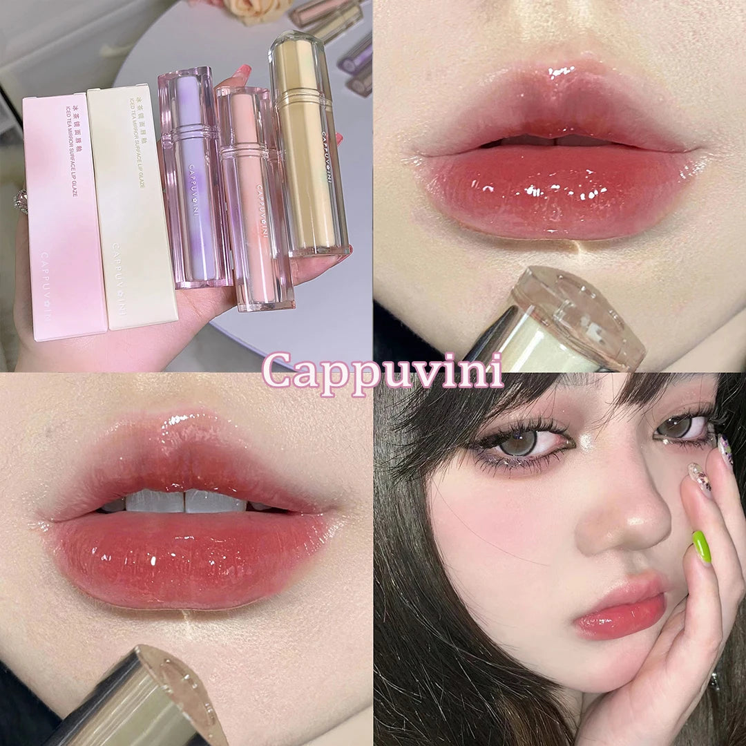 Gloss Miroir Iced Tea – Lip Glaze Jelly Transparent Waterproof | Rouge à Lèvres Liquide Effet Glacé