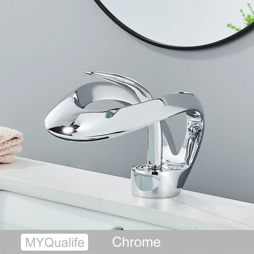 Black Brass New-Style Basin Faucet Bathroom Mixer Tap Hot Cold Water Deck Mounted Gold Luxury Sink Faucet