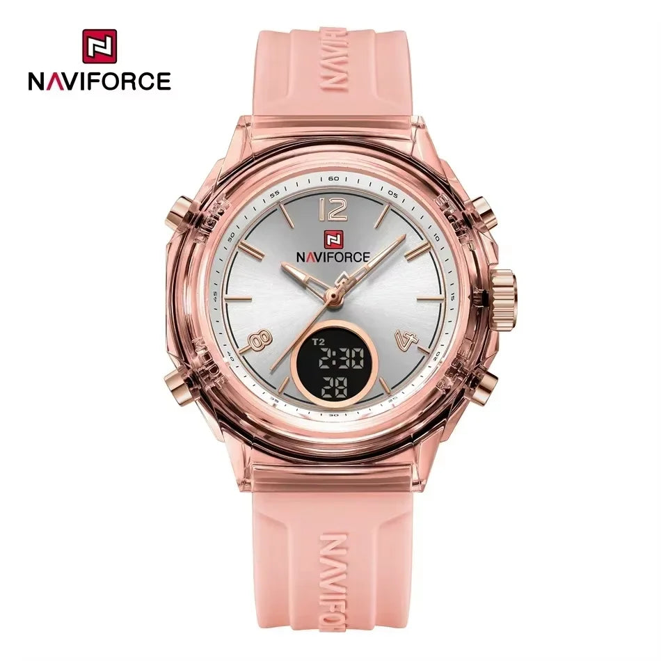 Montre Femme NAVIFORCE Sport Quartz LCD Digital – Étanche 50M Casual Fashion