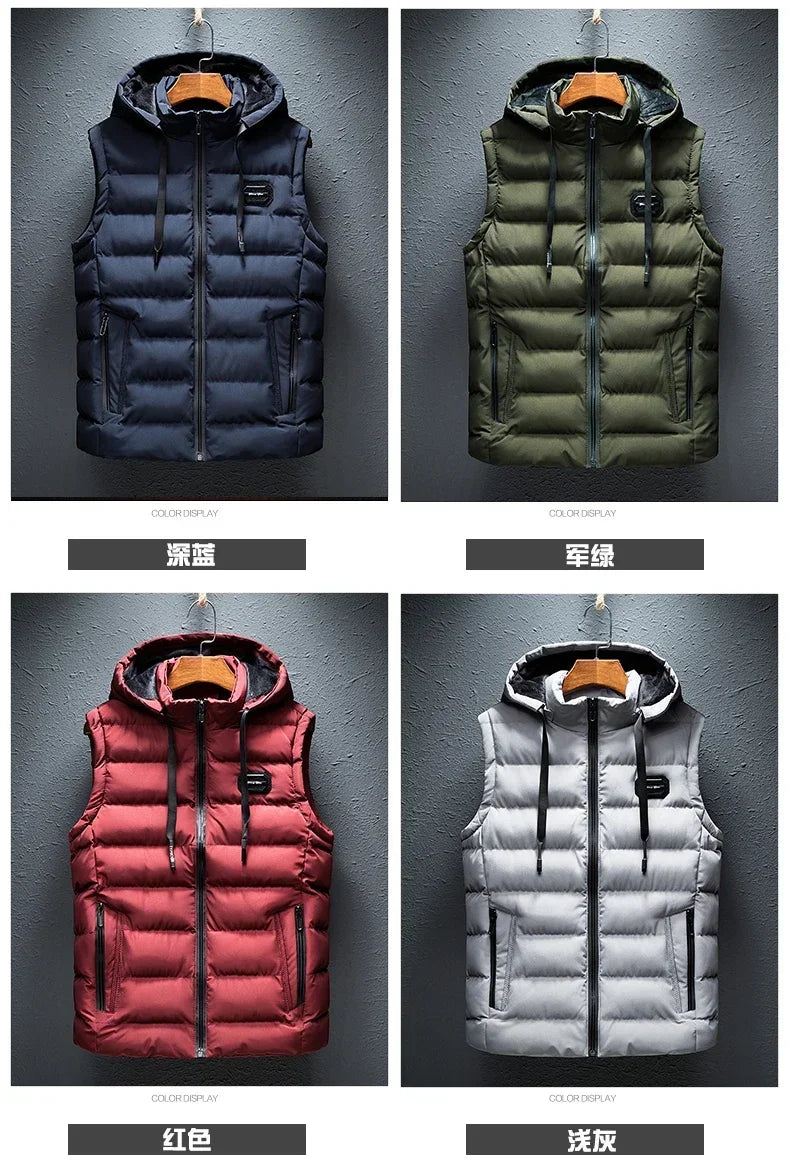 Gilet Homme Matelassé Coton À Capuche Zip – Sans Manches Casual Chaud Grande Taille Jusqu'au 6XL | Mode Homme Premium
