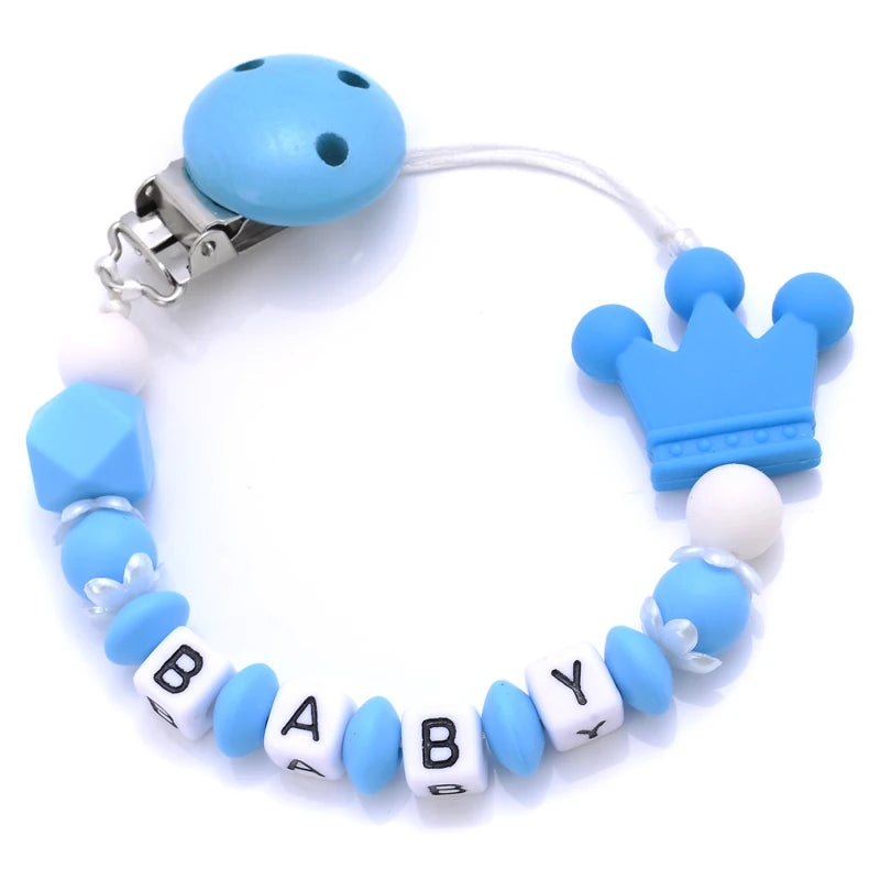 Attache-Tétine Couronne Bébé Silicone Fait Main – Chaîne Anneau de Dentition Toddler