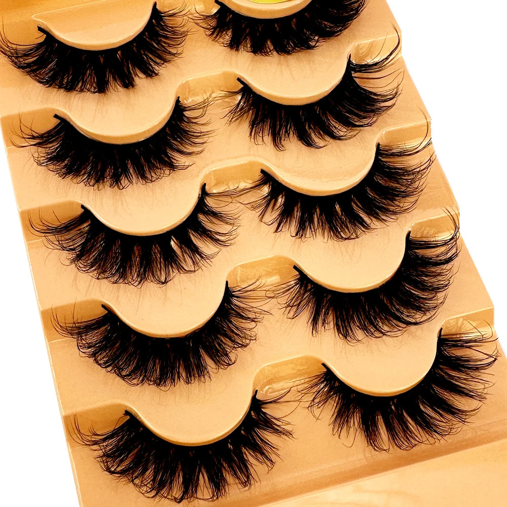 Faux Cils Cat Eye 3D – Lot 5 Paires | Manga Wispy Naturels Courbe D