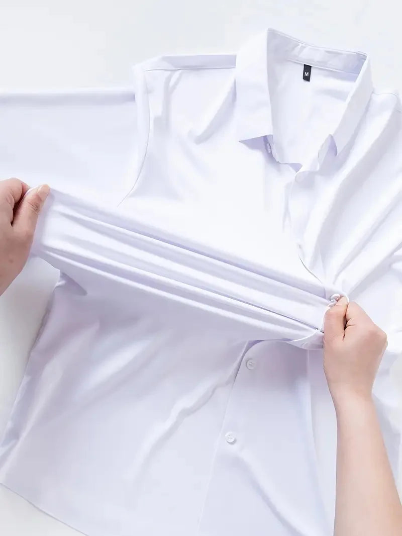 Chemise Habillée Homme Ultra-Stretch Manches Longues Anti-Froissé Douce Blanche Business Formel Élégante Confortable Intemporelle – Chemise Business Premium Ultra-Stretch Anti-Froissé Manches Longues Blanche | Mode Homme Business Formel Premium