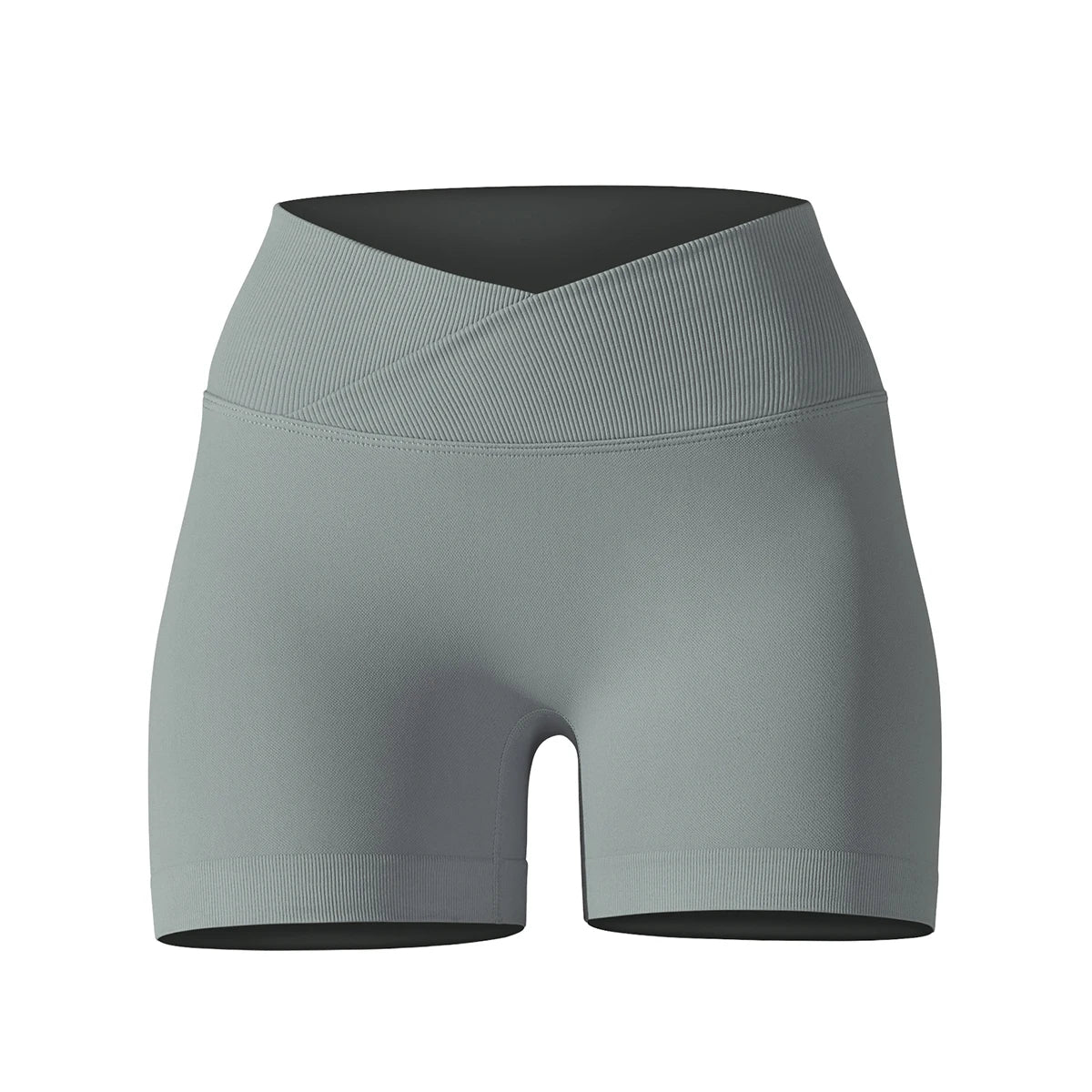 Short Yoga Femme Taille Haute Croisée Gainant Fessier Gym Running Fitness – Short Sport Sculptant Élastique | Mode Athleisure