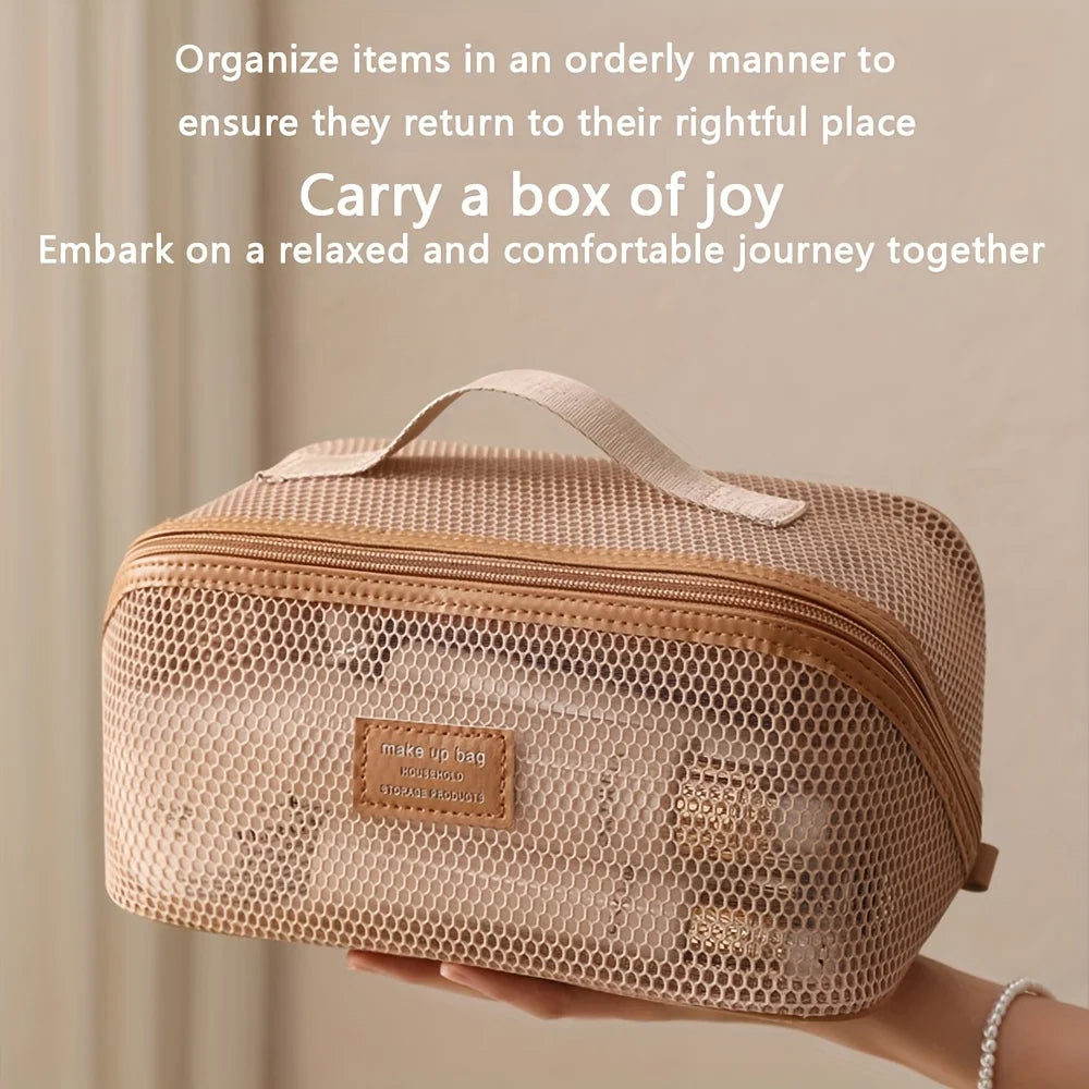 Trousse Organisateur Maquillage Luxe – Kit Toilette Femme Voyage | Boîte Cosmétique Zip