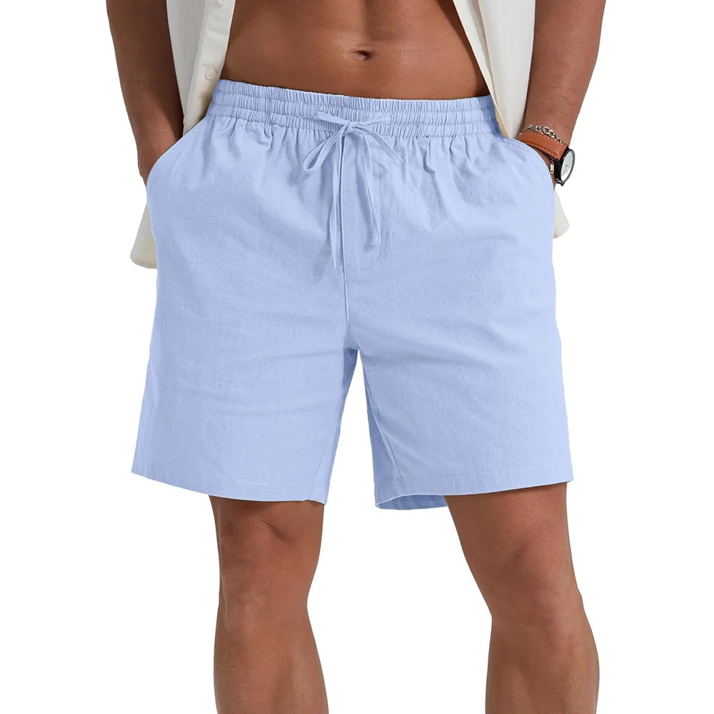 Short Homme Coton Lin Léger Respirant Casual Été Style Simple Quotidien Confortable Frais Intemporel – Short Premium Coton Lin Été | Mode Homme Casual Été Premium