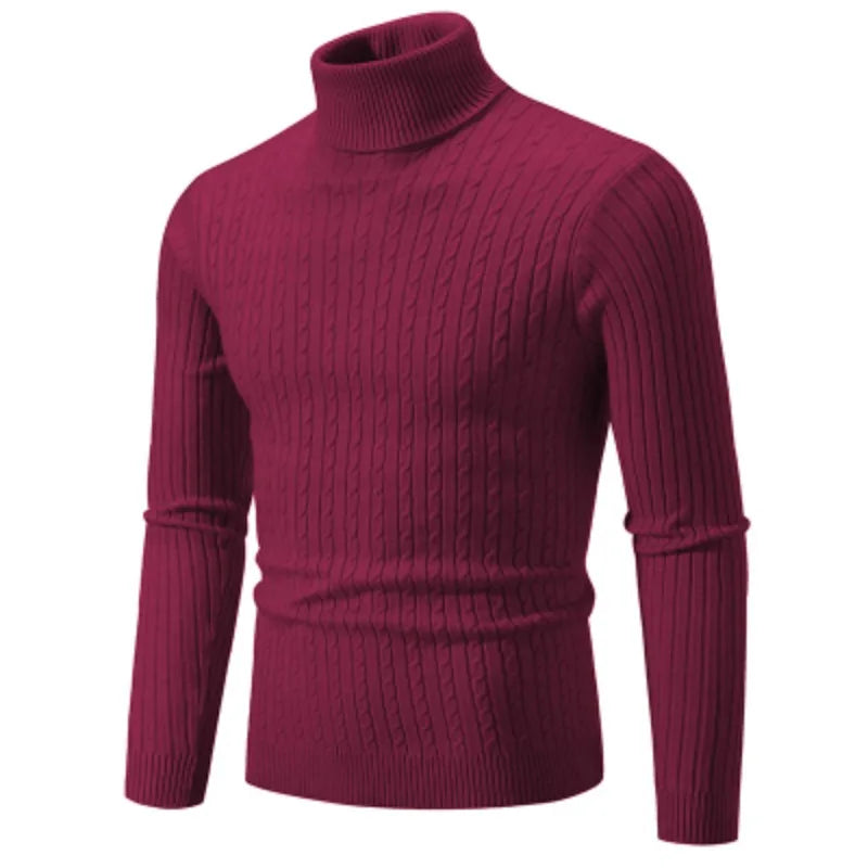 Pull Homme Col Roulé Tricoté Laine Chaud Hiver Couleur Unie Casual Outdoor Confortable Doux Élégant Intemporel – Pullover Col Roulé Premium Hiver | Mode Homme Hiver Premium