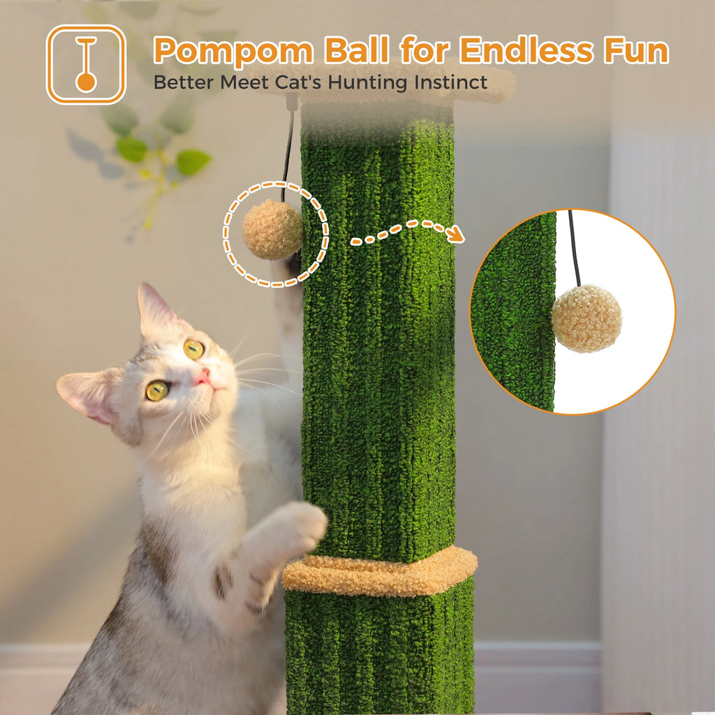 Grand Griffoir Chat Sisal Tressé – Balle Suspendue, Haute Colonne, Jouet & Grattoir pour Chats d'Intérieur Adultes
