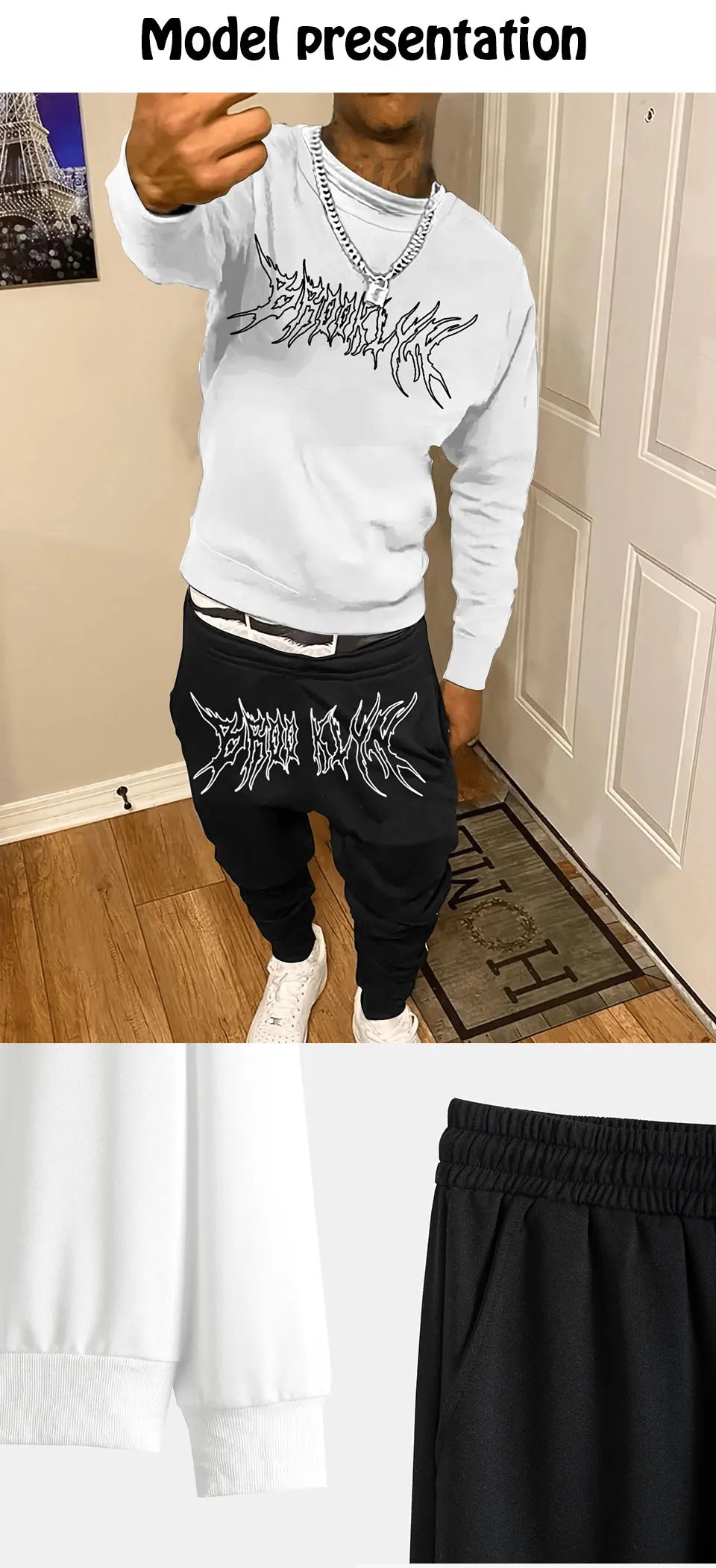 Ensemble Sweatshirt + Sweatpants Imprimé Homme Automne – 2 Pièces Loose Casual Daily