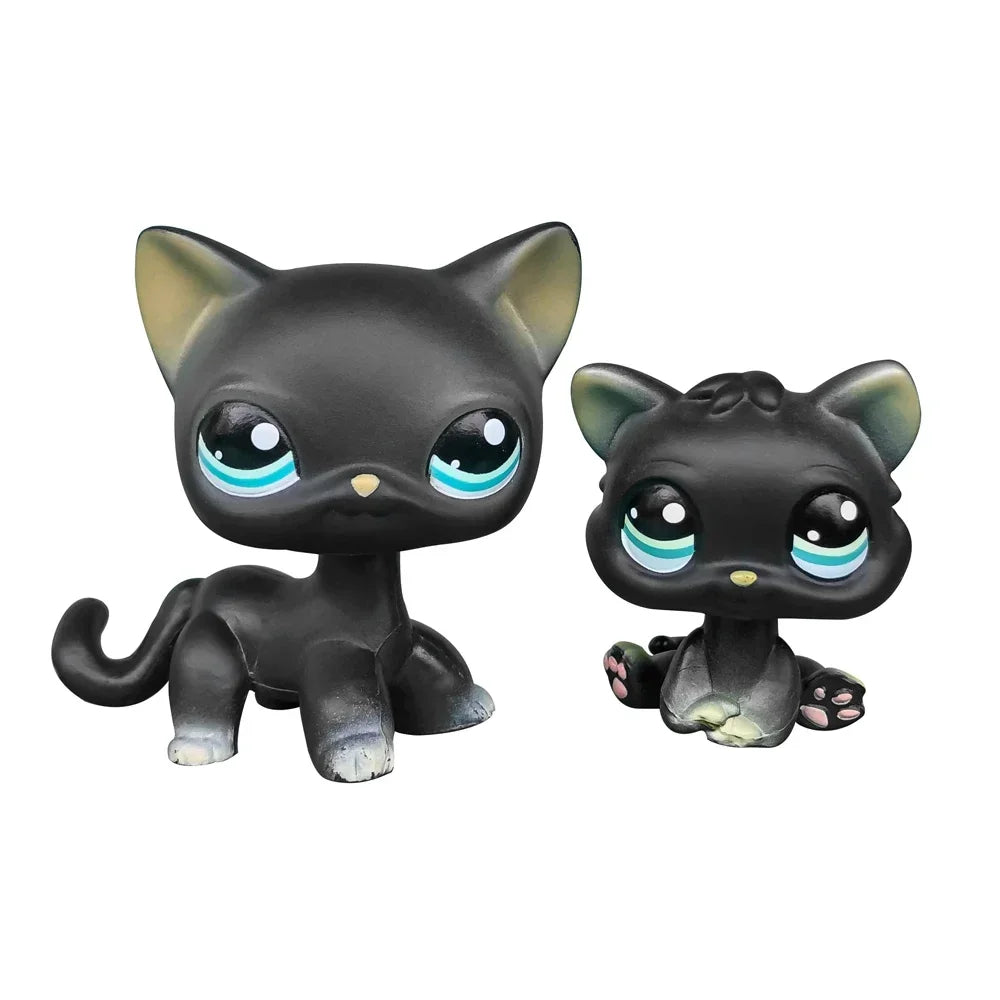 Los 2 Seltene LPS Tierfiguren – Süße Katze & Wackelkopftier Dackel Collie Cocker Dogge | Sammlerstück Kinderspielzeug