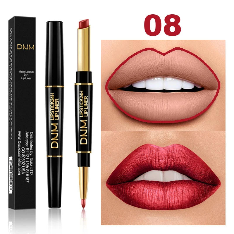 Crayon Lèvres 2-en-1 Mat – Rouge à Lèvres & Contour | Waterproof Longue Tenue