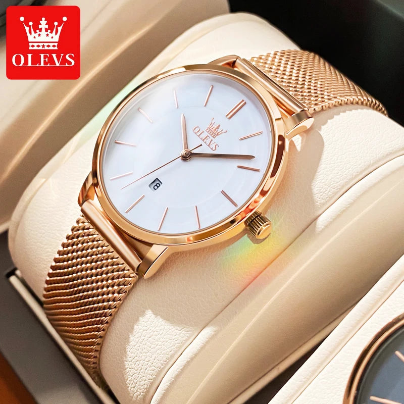 OLEVS Damenuhr Quarz Wasserdicht Luxus Edelstahl Roségold Elegant Geschenkbox Inklusive | OLEVS Damen Luxus Roségold Premium Uhr