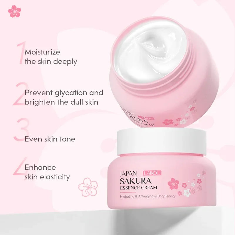 Crème Visage Sakura Laikou 60g – Fleur de Cerisier Hydratante Anti-Rides Anti-Âge Éclat