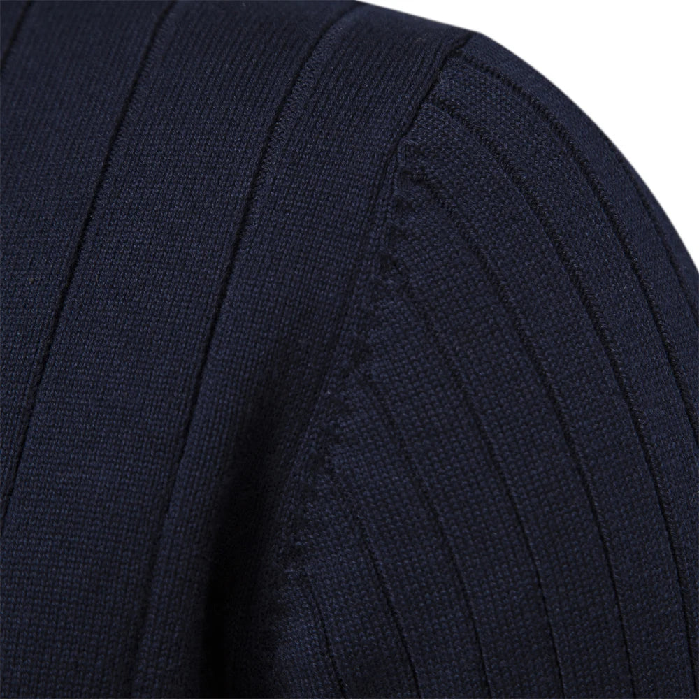 Herren-Pullover mit Reißverschluss Stehkragen Baumwollstrick – Warmer Premium-Pullover Herbst Winter