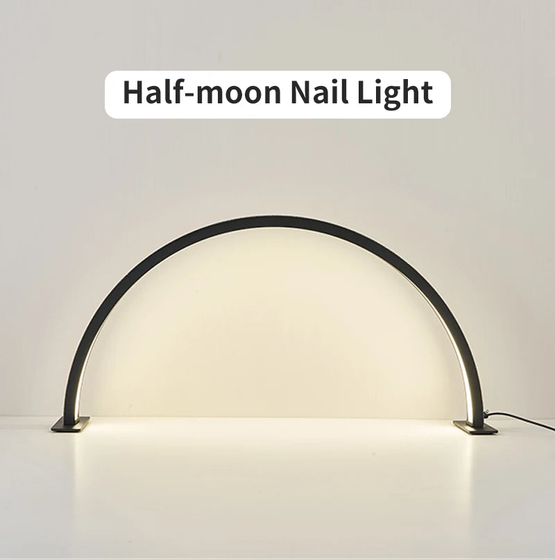 Lampe Annulaire LED Demi-Lune Bureau – Luminosité Réglable Salon Cils Tatouage Ongles | Lampe Maquillage Professionnel