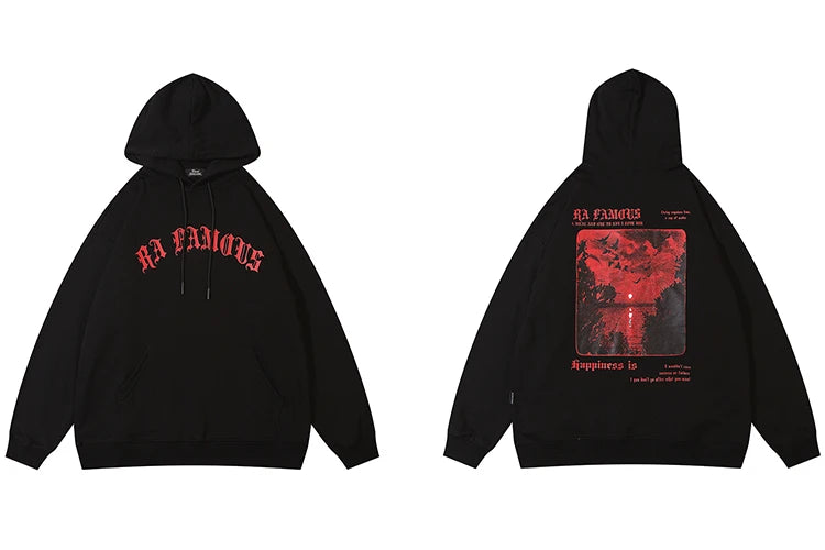 Sweat Homme Hip Hop Oversize Sunset Graphic – Hoodie Coton Harajuku Rétro Streetwear 2025