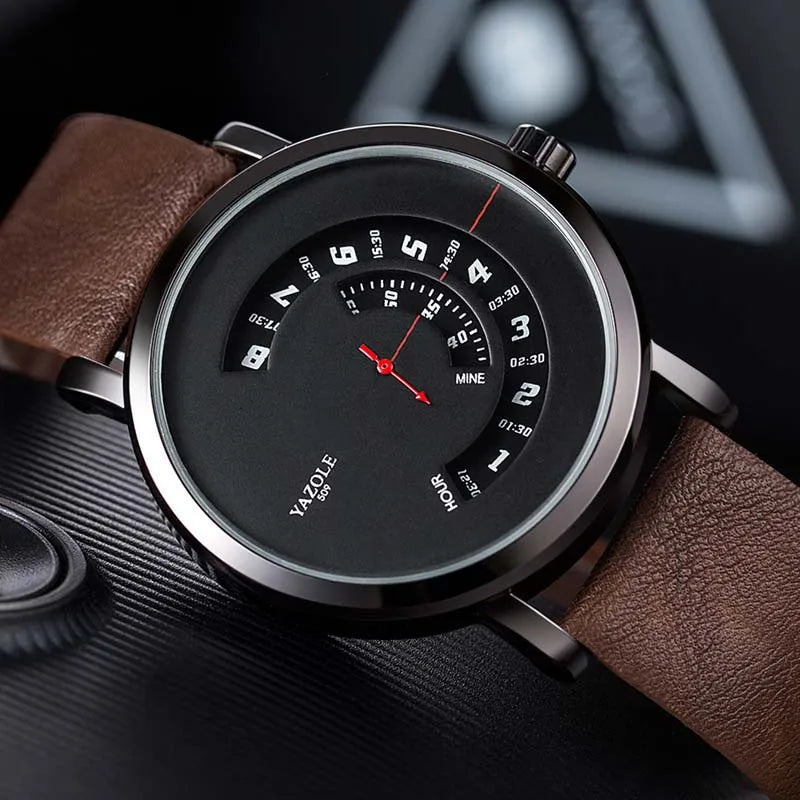 Montre Homme YAZOLE Quartz Bracelet PU Casual Unique – Étanche Fashion Tendance 2025