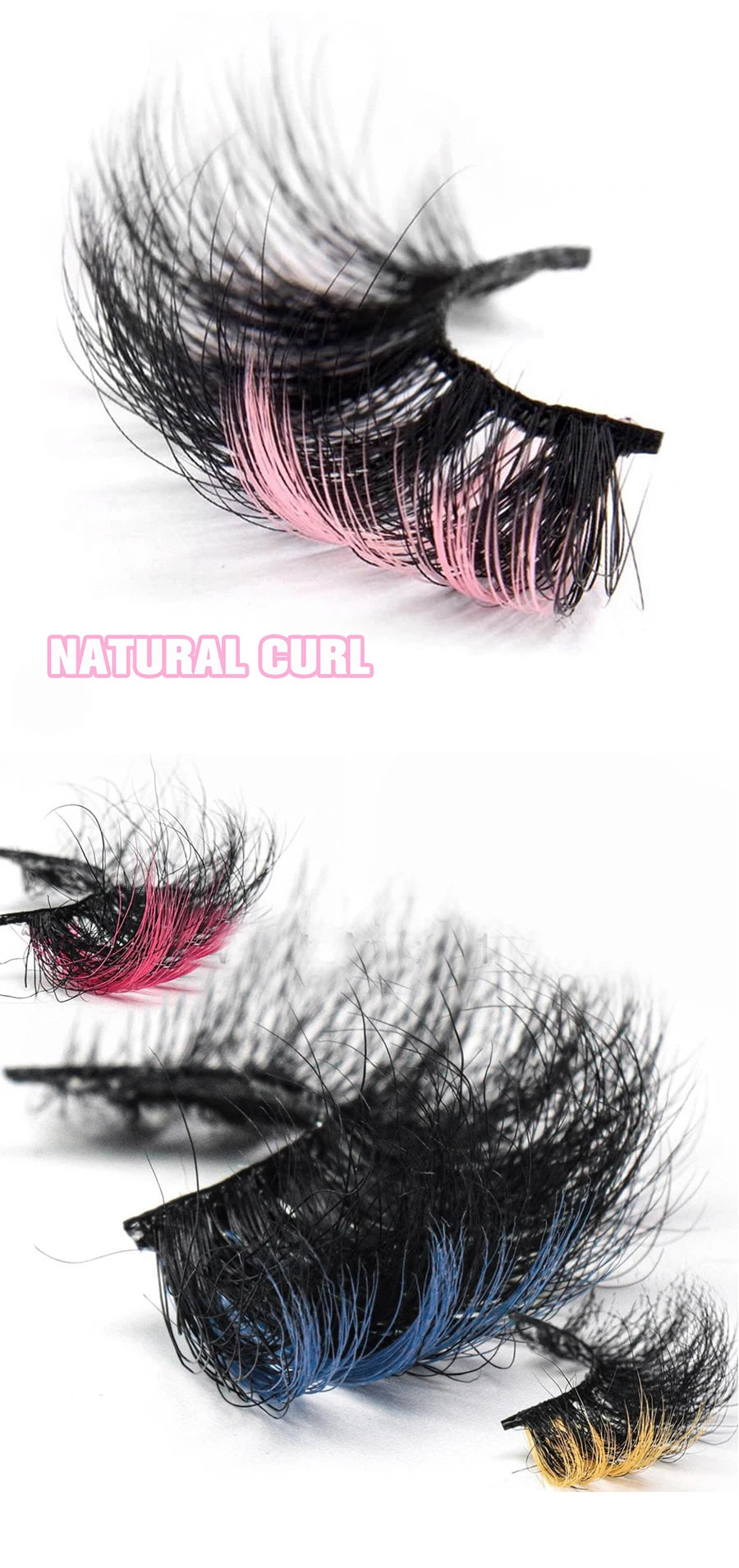 Faux Cils 3D Mink Colorés – Lot 5 Paires Fluffy | Rose, Bleu, Rouge | Maquillage Festif