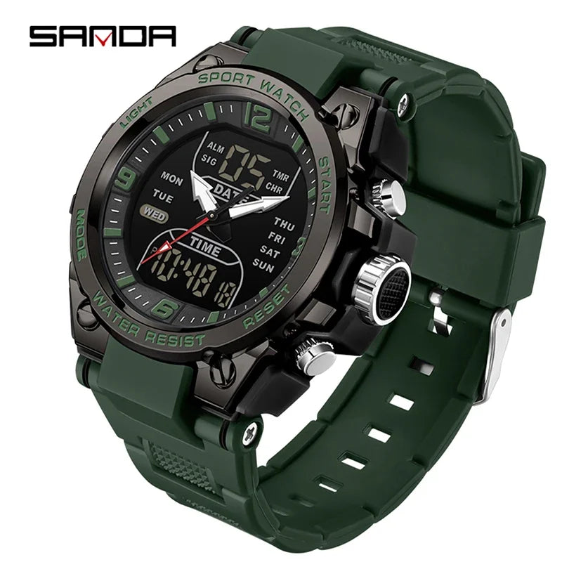 Montre Homme SANDA Militaire Tactique G-Style – LED Digital Quartz Étanche 50M Sport Luxe