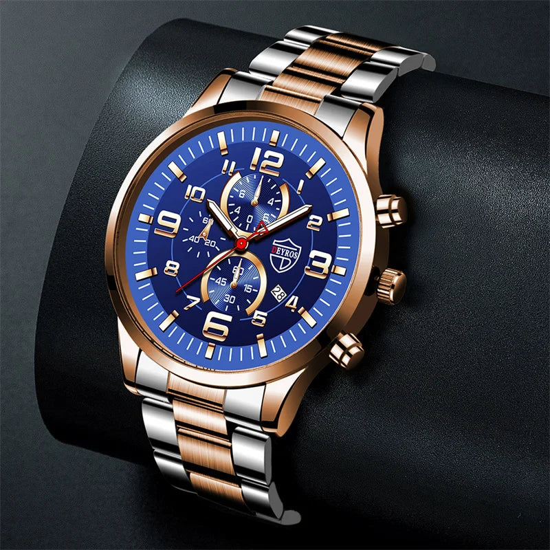 Montre Homme Luxe Quartz Acier Inoxydable Cuir Calendrier Lumineux – Sport Business Fashion