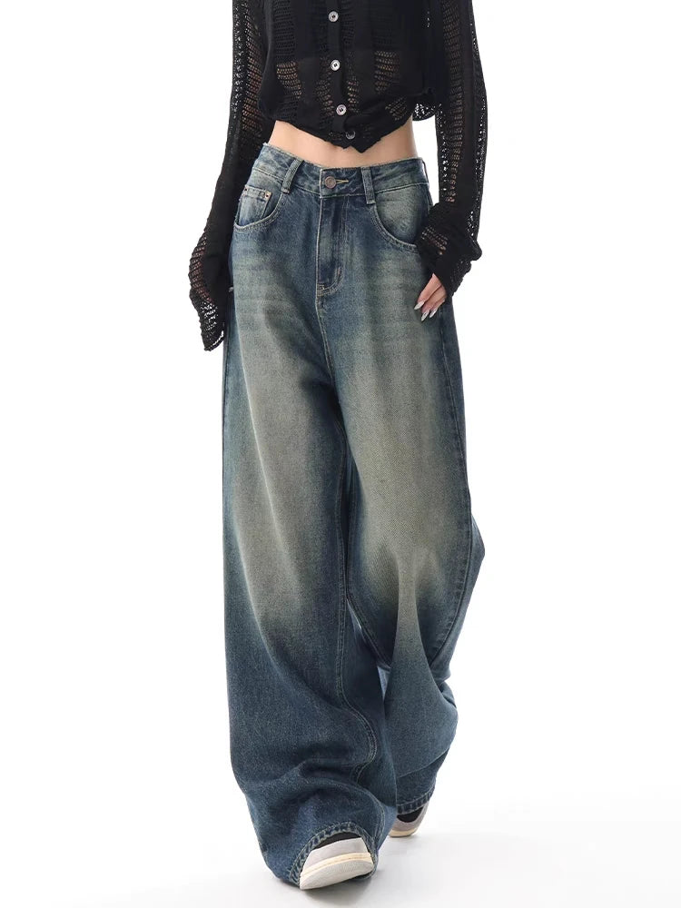 Jean Baggy Femme Taille Haute Boutons Vintage Style Américain Slim Casual Automne – Duomofu | Jean Chic Décontracté Mode