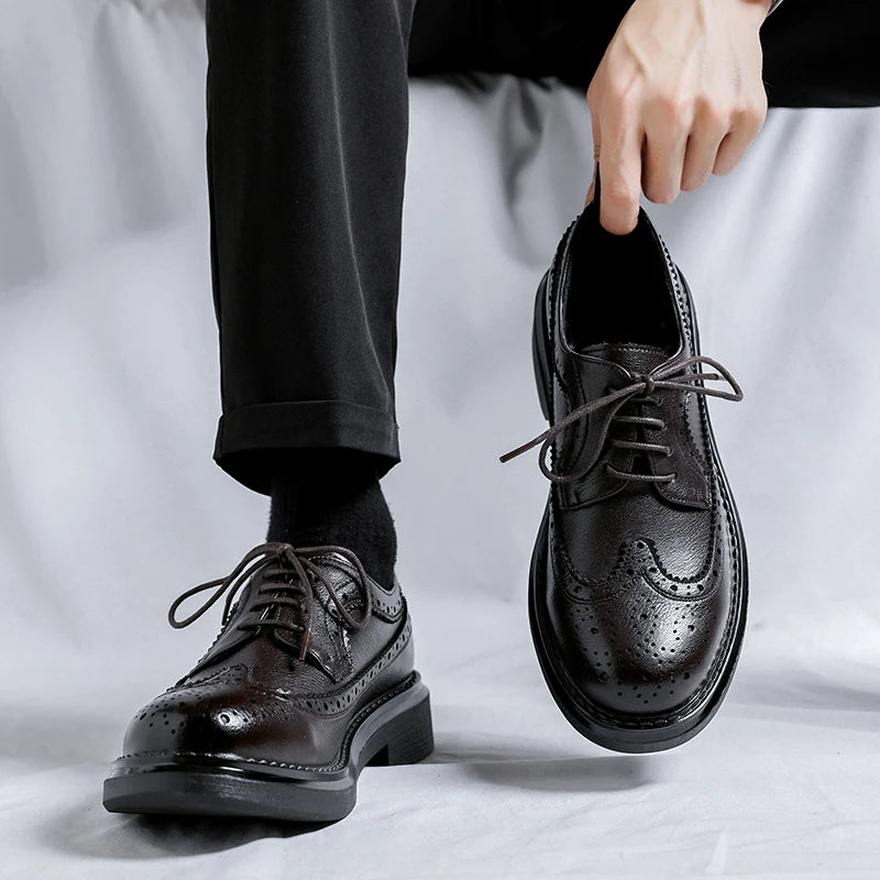 Brogues Oxfords Patent Leather Homme – Lacets Formal Noir Mariage Fête Dress Shoes