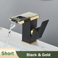 Rozin Robinet Lavabo Noir LED Cascade Hydroélectrique – Mitigeur Eau Chaude & Froide, Lumière LED Automatique | Vasque Design