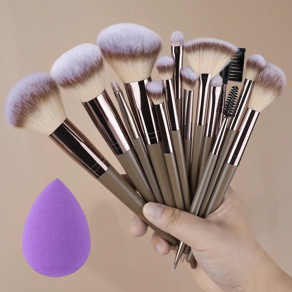 Set Pinceaux Maquillage Professionnel 1 à 20 Pcs – Blush, Highlighter, Fond de Teint & Fard | Ultra-Doux Femme