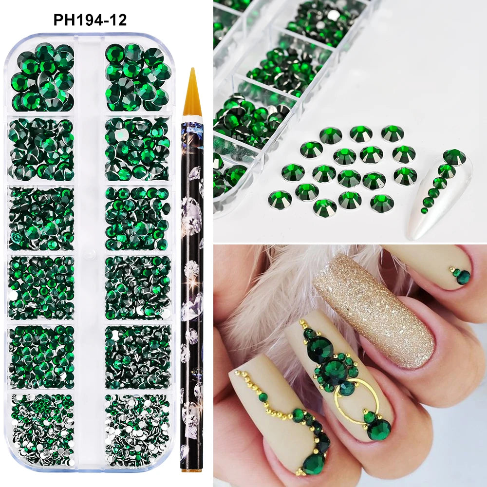 Strass Nail Art 3D Colorés – Diamants Plats Ronds | Déco Ongles DIY