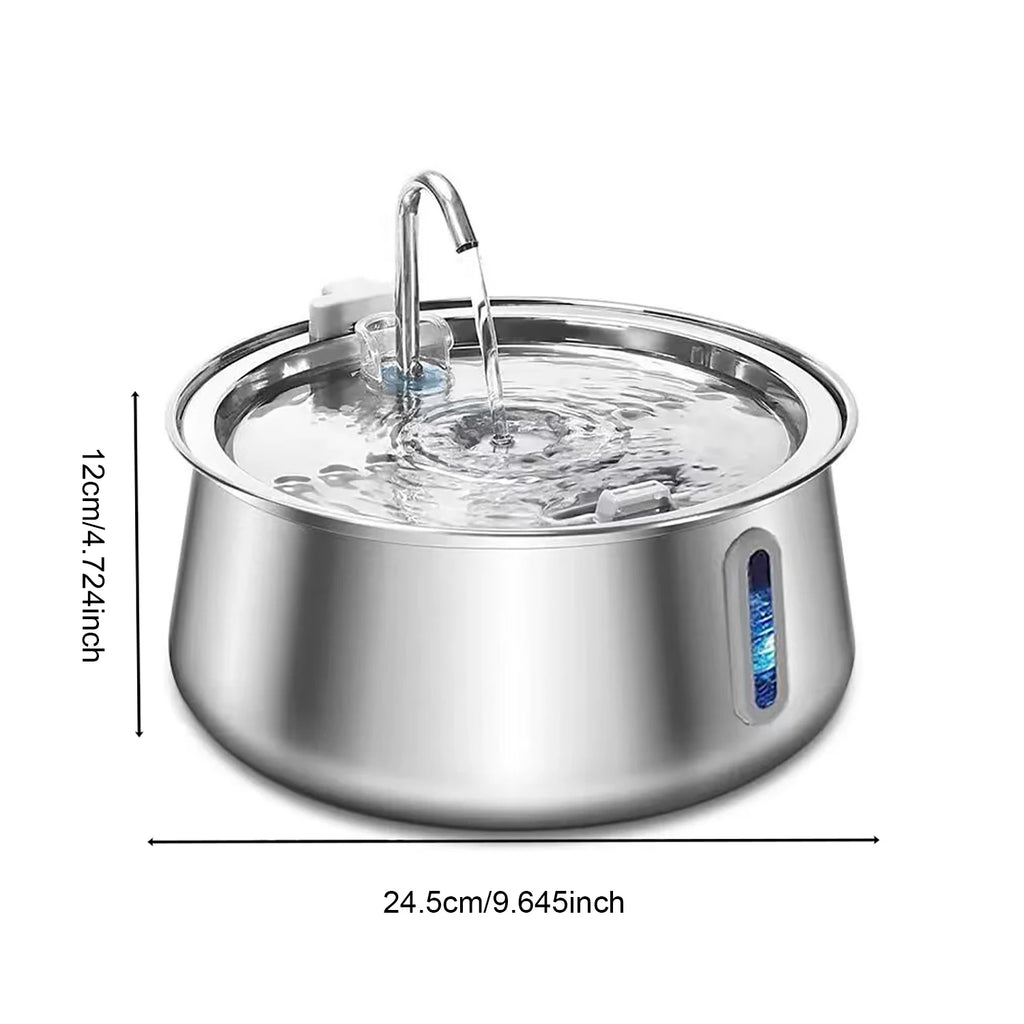 Fontaine à Eau Chat & Chien Inox 4L Automatique – Distributeur Eau Grande Capacité Filtration Multi-Couches | Bol Eau Animaux